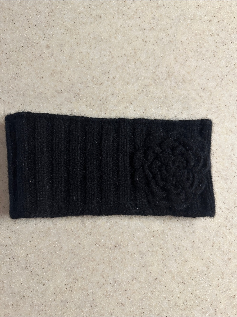 Black Knit Floral Cable Headband - Women Accessories